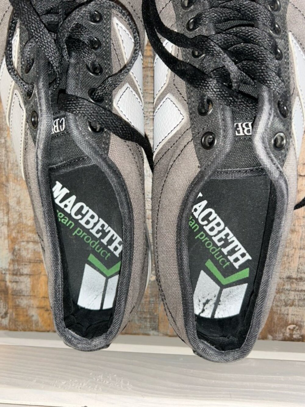 MACBETH Manchester Sz 8.5 Men’s Skate Vegan Shoe Gray White Blink182 Canvas - Picture 8 of 12